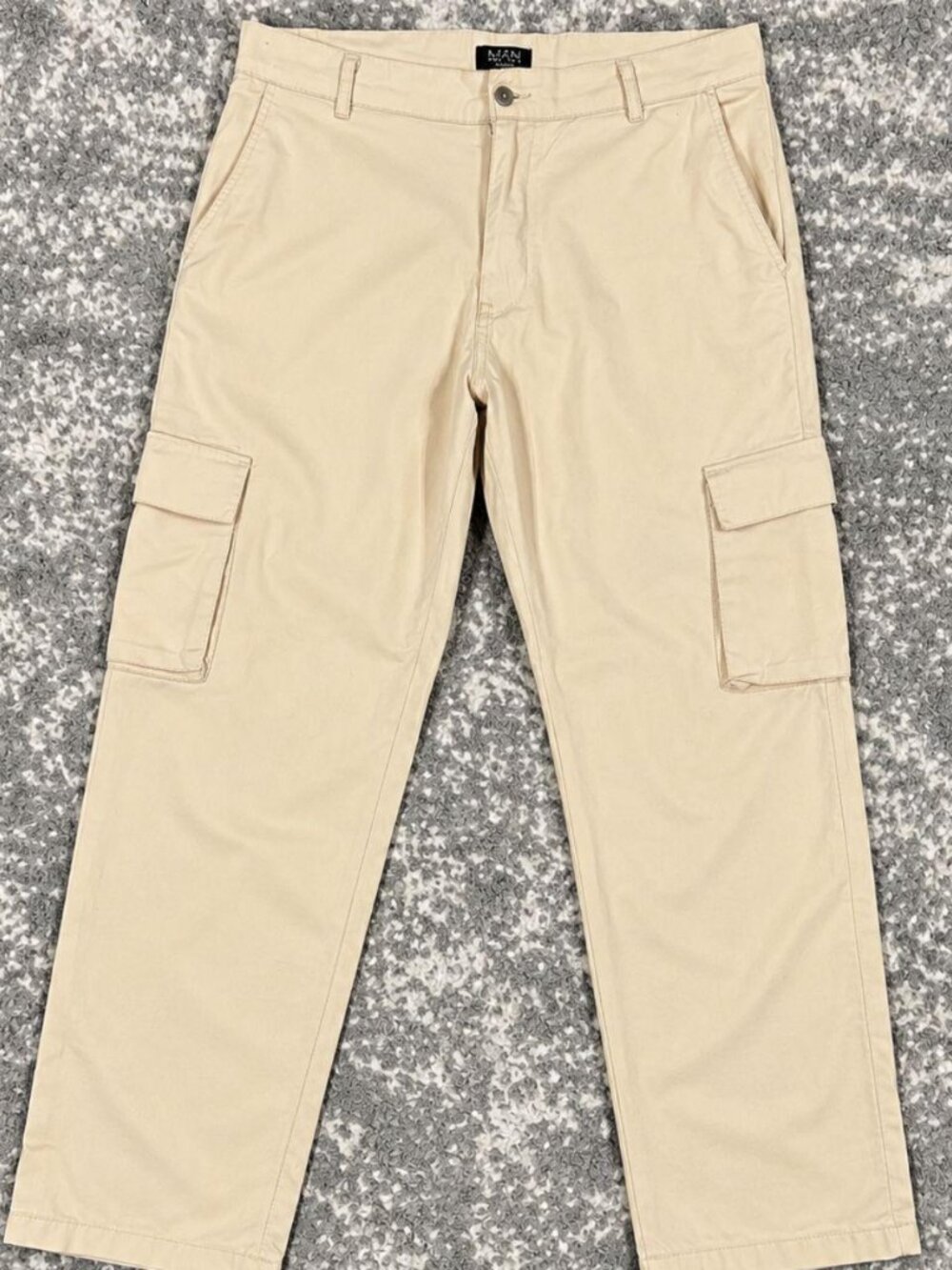 BoohooMAN Beige Relaxed Cargo Pants